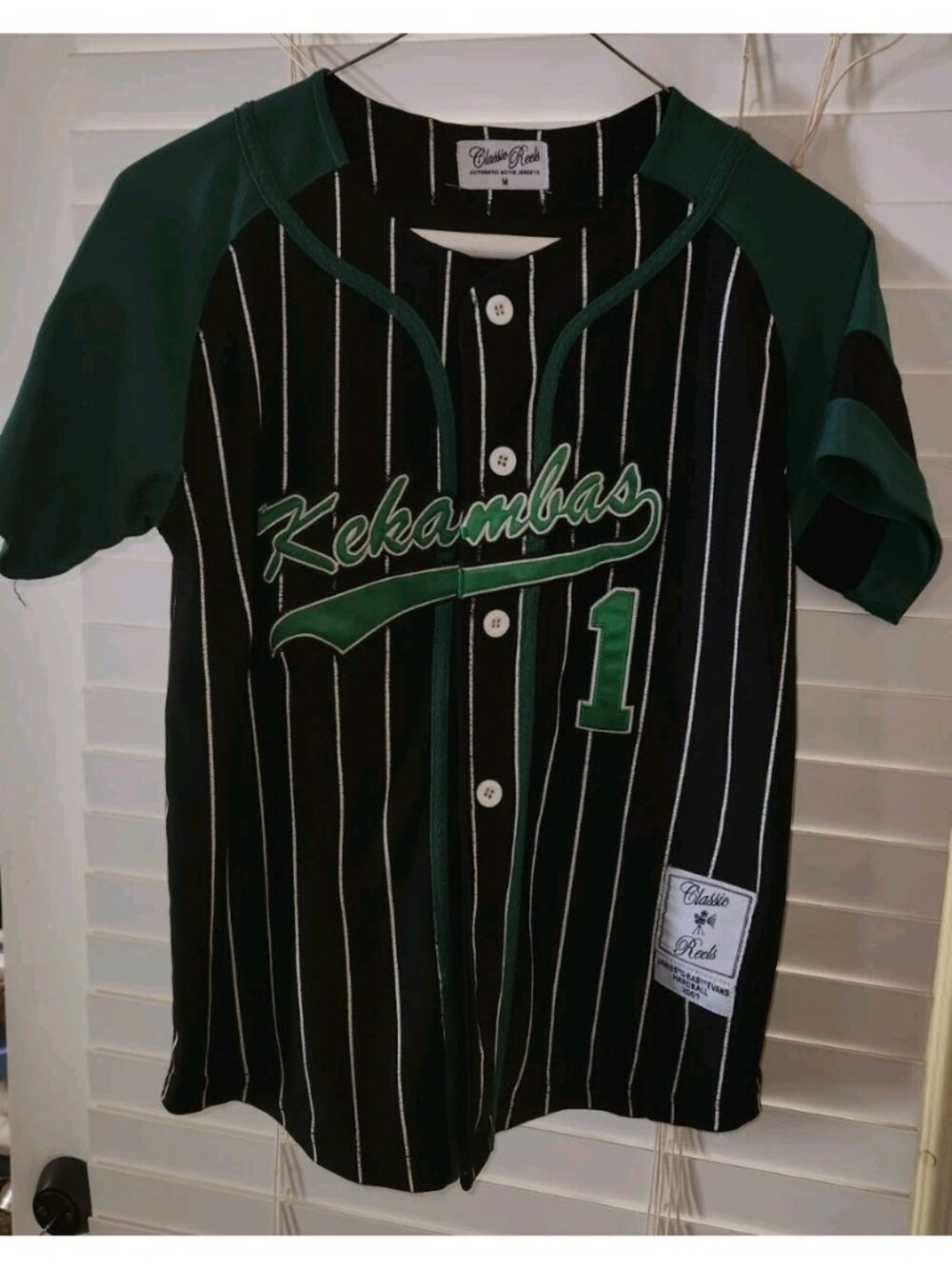 Hardball G-Baby #1 Youth MED Baseball Jersey Kekambas Keanu Reeves CLASSIC REELS